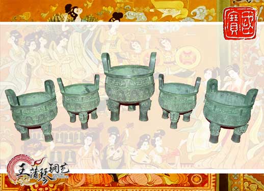 銅鼎，銅五鼎，中國鼎，佛像用鼎
